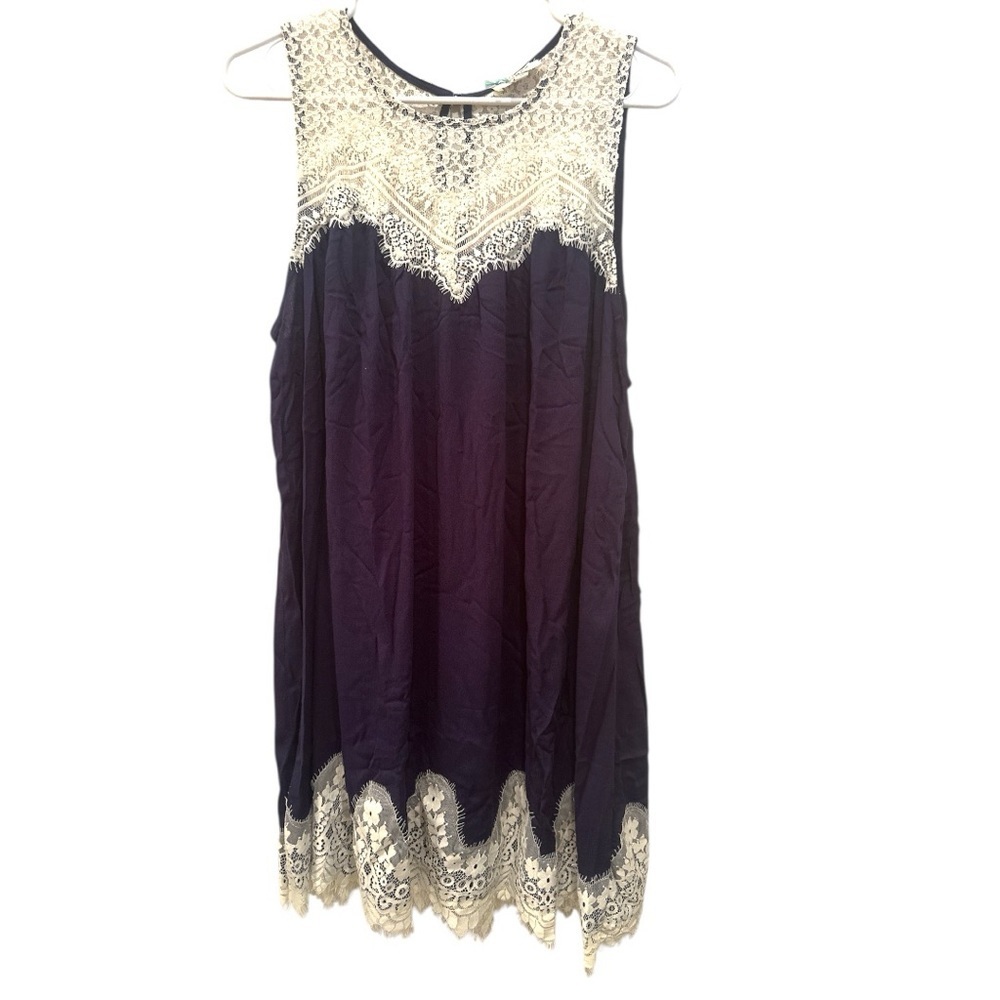 Umgee NWT Navy Dress Unconventional Lace Sz L Boho Flowy